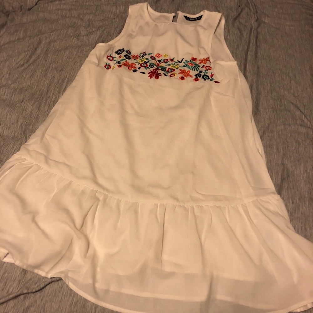 White dress with flowers